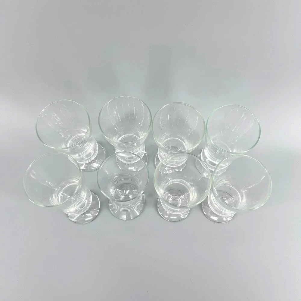 Vintage Clear Glass Hurricane Footed Tulip Cocktail Glasses Set of 8 Retro 6.5